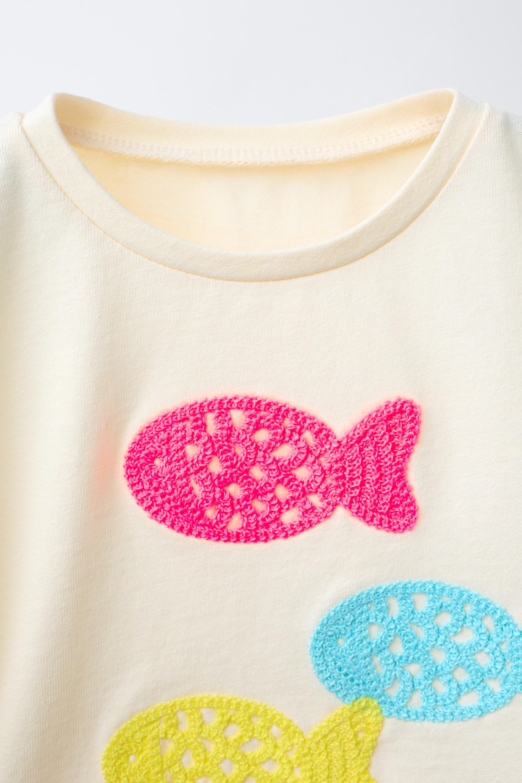 HAUT BRODÉ CROCHET POISSONS